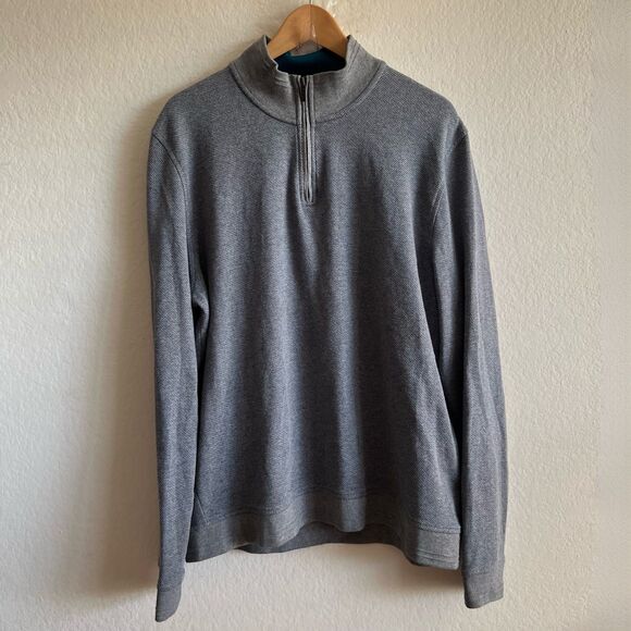 TED BAKER London Grey Cotton Quarter Zip Long Sleeve Sweater Mens 6 XXL - Picture 1 of 8